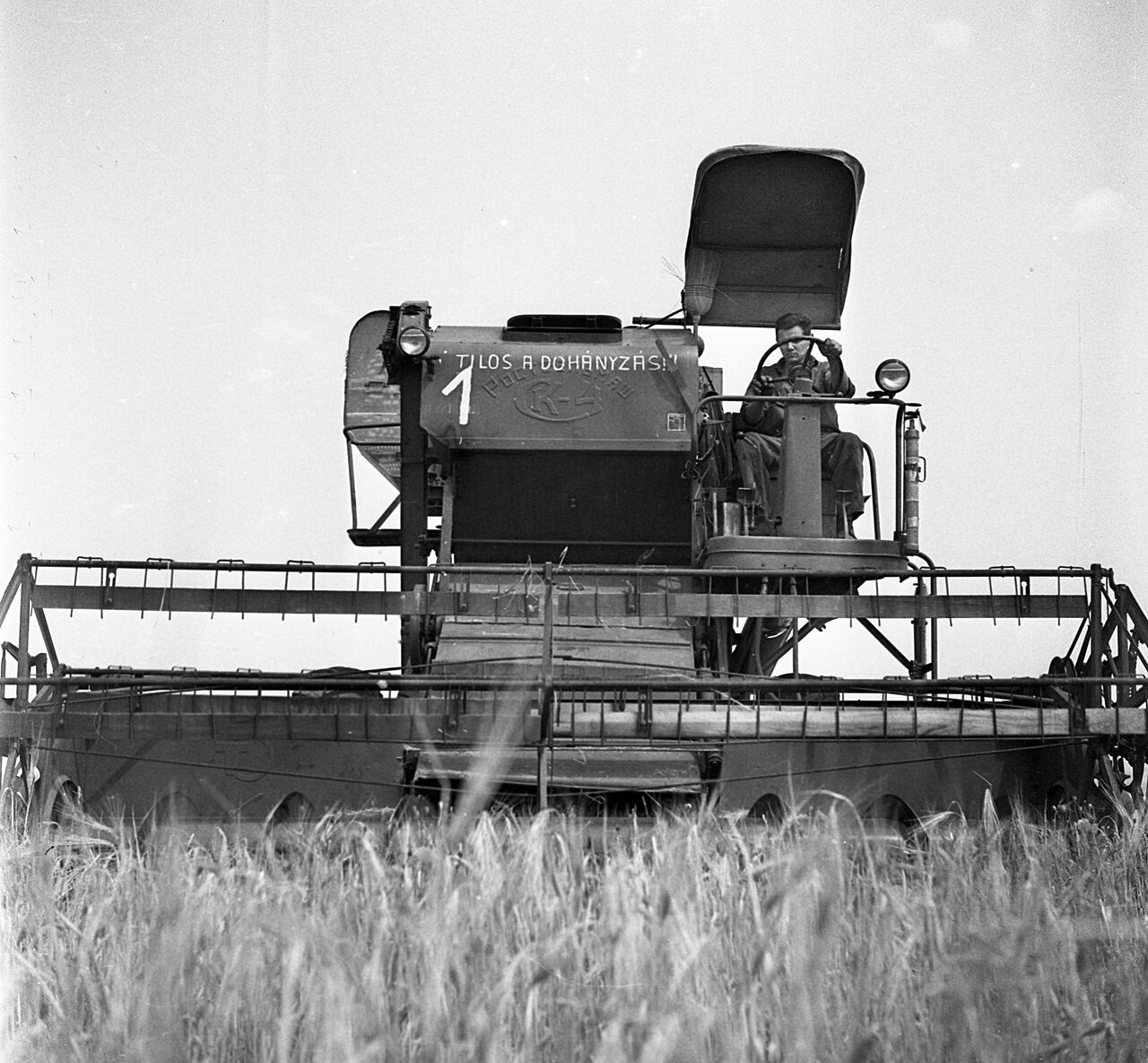 A combine harvester at work