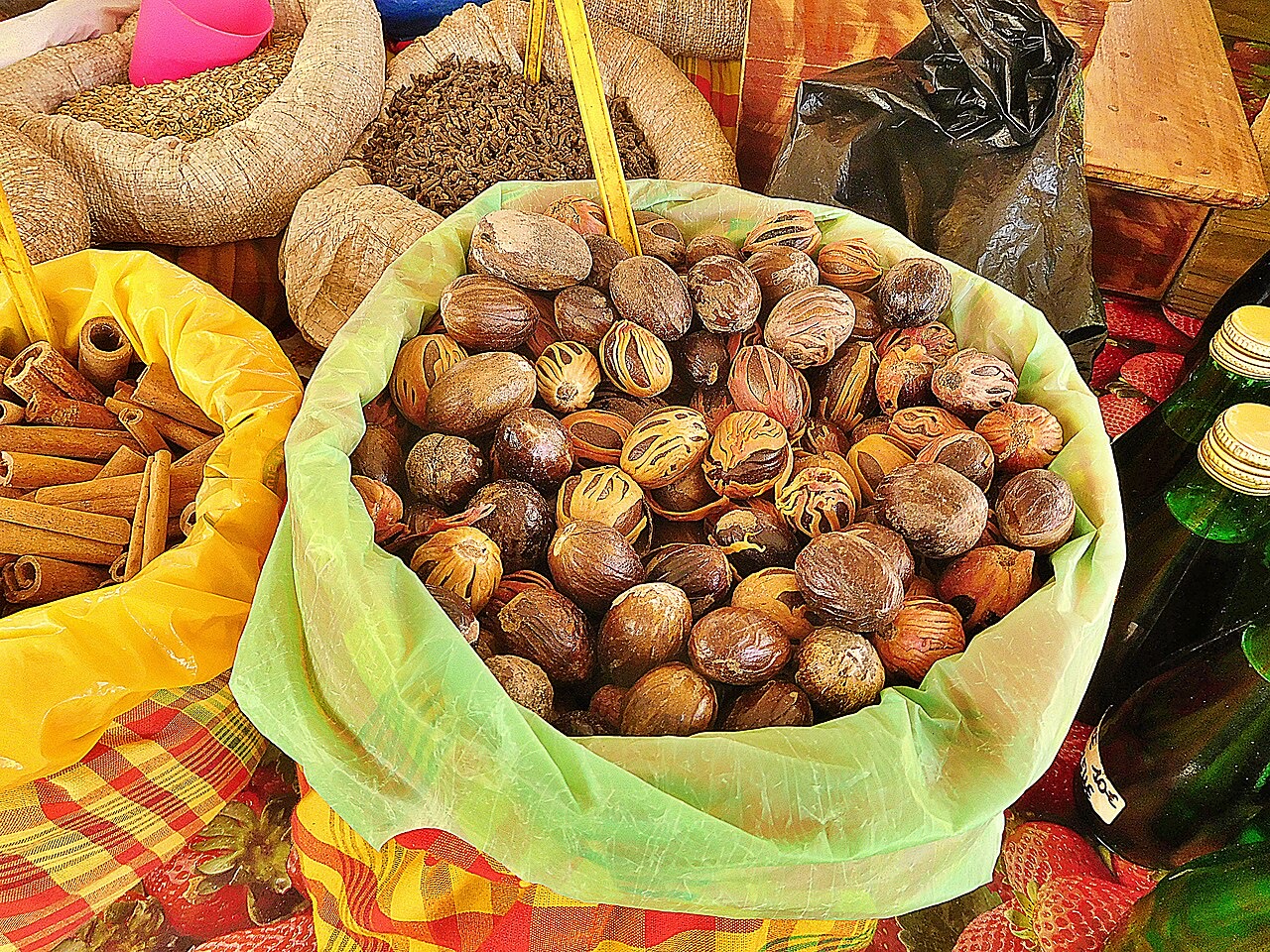 Nutmeg fruit on a tree
